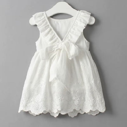 SunLily – Backless White Summer Dress for Baby Girls