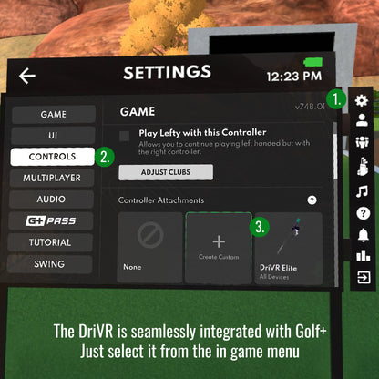 DriVR Elite - Adjustable VR Weighted Golf Club Handle Accessory - Compatible with Quest 2, 3/3s, and Pro