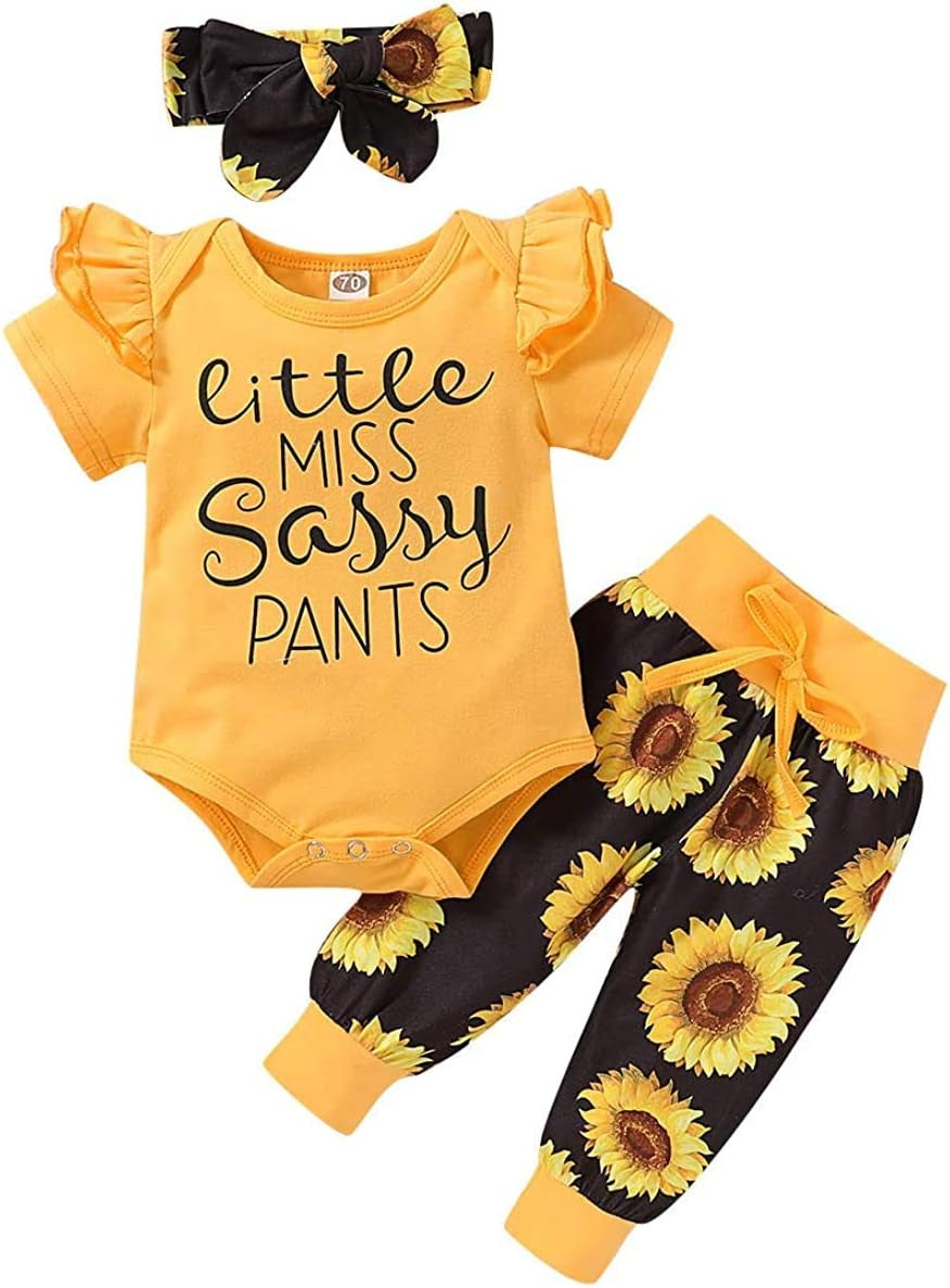 Newborn Baby Girl Clothes Infant Ruffle Romper Pants Set Summer Outfits Cute Baby Clothes for Girls